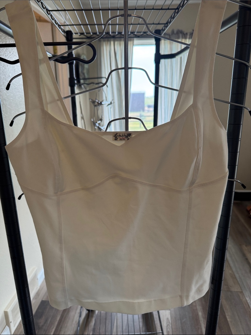 Free people Women’s Cream Tank Top - Feminine Square Neck